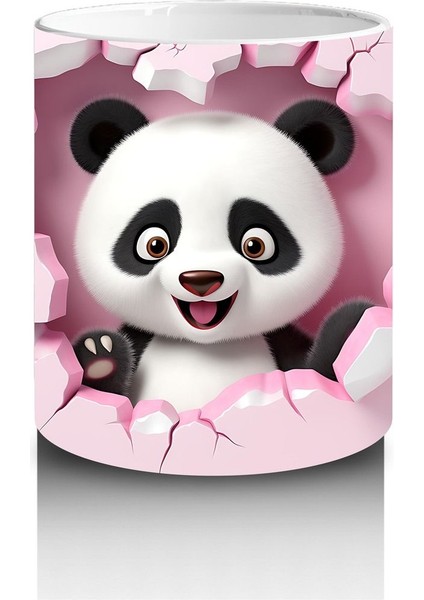 Çocuklara Sütü Sevdiren Duvarı Delip Bakan Neşeli Panda Kupa Bardak fiyatları