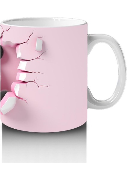 Çocuklara Sütü Sevdiren Duvarı Delip Bakan Neşeli Panda Kupa Bardak modelleri