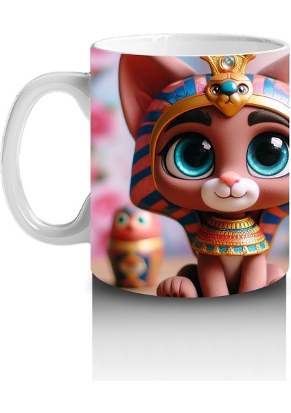 Çocuklara Sütü Sevdiren Mısır Prenses Kedisi Kupa Bardak