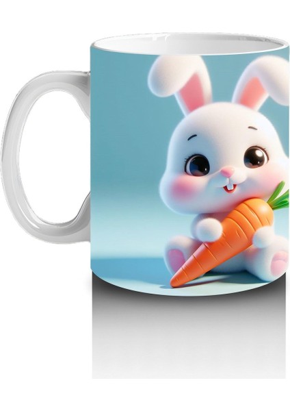 Çocuklara Sütü Sevdiren Havuçlu Mutlu Tavşan Kupa Bardak