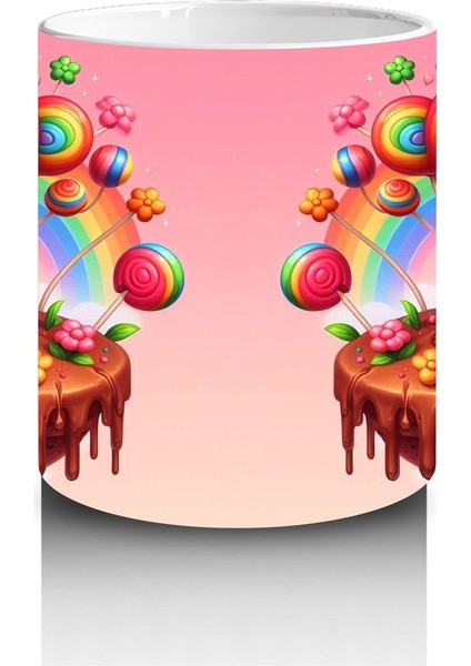 Çocuklara Sütü Sevdiren Şeker Ağacı ve Çikolata Diyarı Desenli Kupa Bardak fiyatları