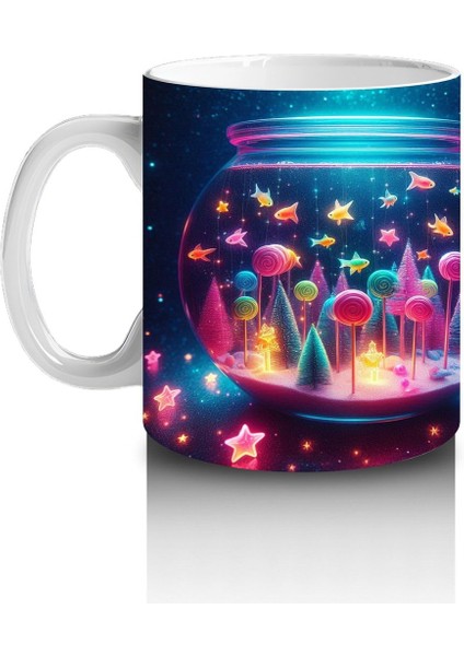 Çocuklara Sütü Sevdiren Parıltılı Mantar Dünyası Kupa Bardak