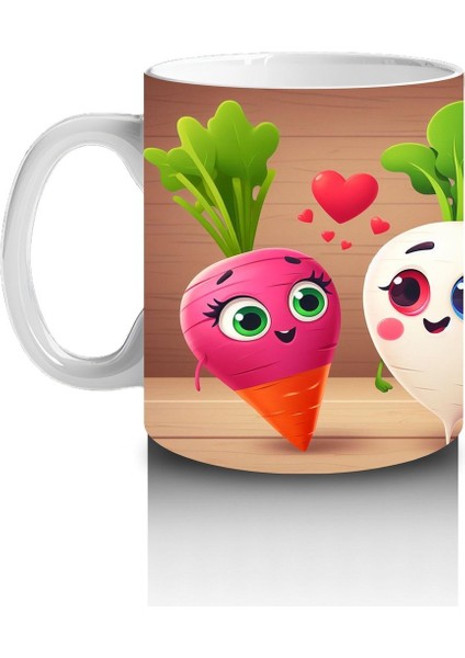 Çocuklara Sütü Sevdiren Kalpli Kök Sebze Dostluğu Kupa Bardak