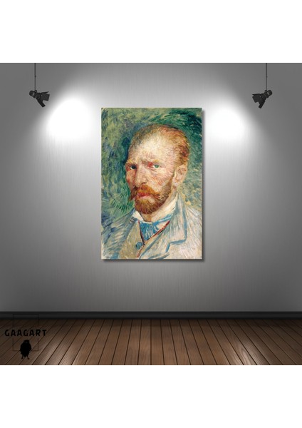 Tekli Dikey Kanvas Tablo Ünlü Eserler Van Gogh Self Portrait Green