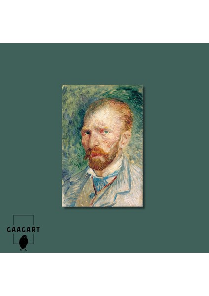 Tekli Dikey Kanvas Tablo Ünlü Eserler Van Gogh Self Portrait Green modelleri