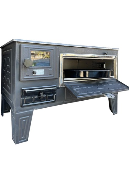 Gülşen Fırınlı Tuğlalı Kuzine Soba Mat Siyah Camlı modelleri