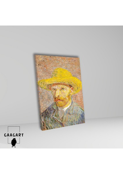 Tekli Dikey Kanvas Tablo Ünlü Eserler Van Gogh Self Portrait Straw Hat fiyatları