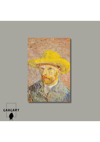 Tekli Dikey Kanvas Tablo Ünlü Eserler Van Gogh Self Portrait Straw Hat modelleri