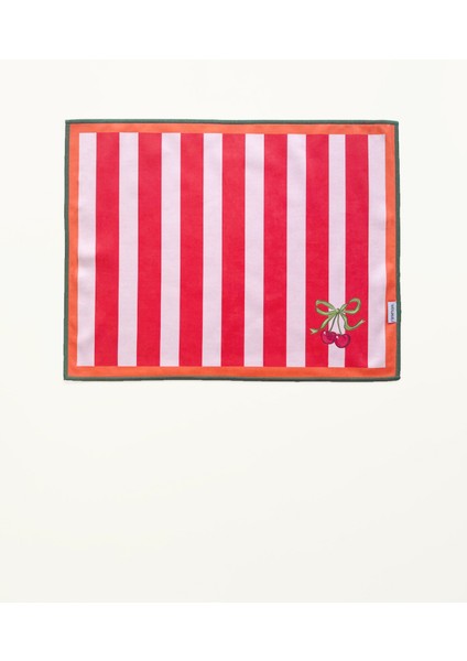 Kiraz Desenli, Dijital Baskılı, Renkli, Çizgili, Kenar Biyeli Amerikan Servis 35X45 cm (1 Adet) modelleri