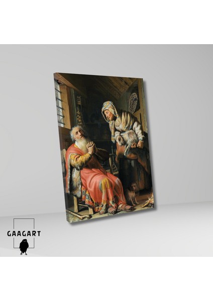 Tekli Dikey Kanvas Tablo Ünlü Eserler Rembrandt Van Rijn Tobit And Anna fiyatları