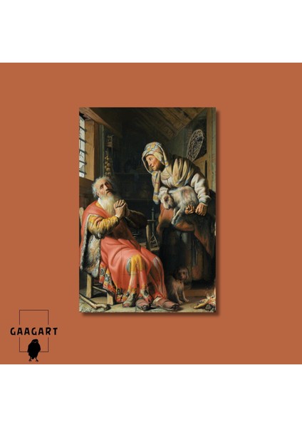 Tekli Dikey Kanvas Tablo Ünlü Eserler Rembrandt Van Rijn Tobit And Anna modelleri