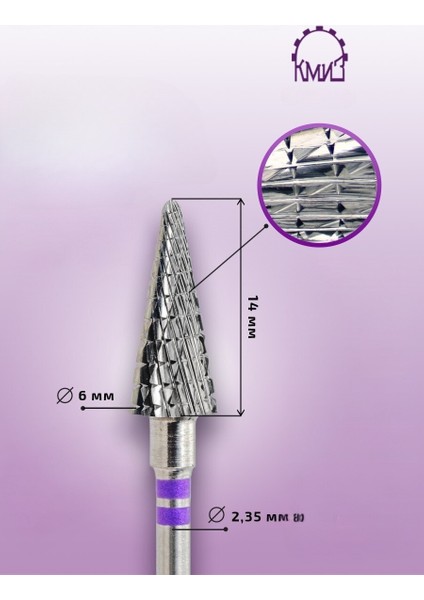 Sol El Manikür Çıkarma Çelik Törpü Ucu Mor Koni FKETL-060 fiyatları