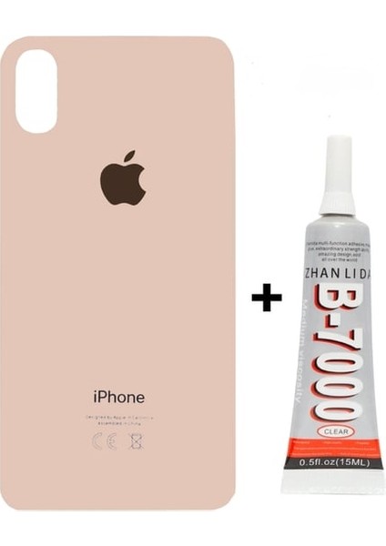 Apple iPhone Xs Max Arka Kapak Pil Kapağı + Yapıştırıcı Siyah Renk