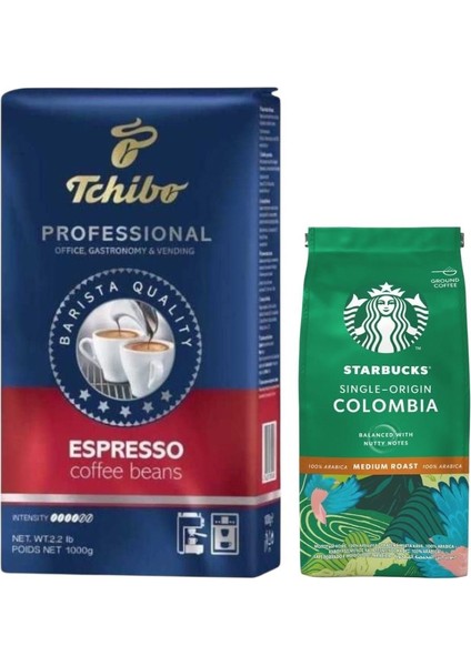 Espresso Çekirdek Kahve 1kg+Starbucks Single Origin Colombia Öğütülmüş Kahve 200 Gr(Fırsatürünü)