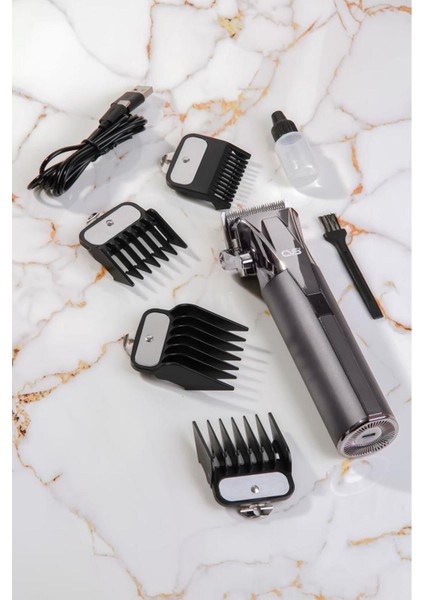 Gri Seramik Tıraş Makinesi Saç ve Sakal Kesim Temizlik Özellikli