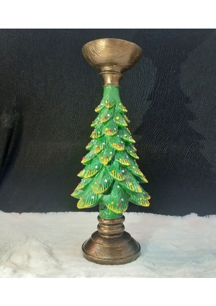 Yılbaşı Ağacı Ikili Şamdan Merry Christmas Dekoratif Yeşil Noel Çam Ağacı Biblo indirimleri