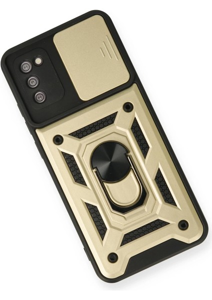 Samsung Galaxy A03S Kılıf Pars Lens Yüzüklü Silikon - Gold Arbkd modelleri
