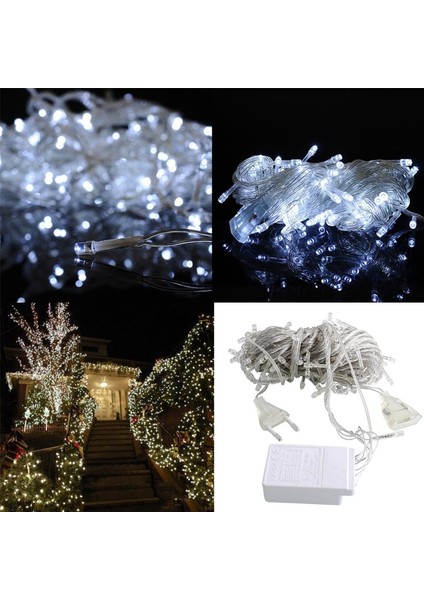 100 Ledli 8 Fonksiyonlu 10 Metre LED Aydınlatma Dekor Lambası (Beyaz)-Findit fırsatları