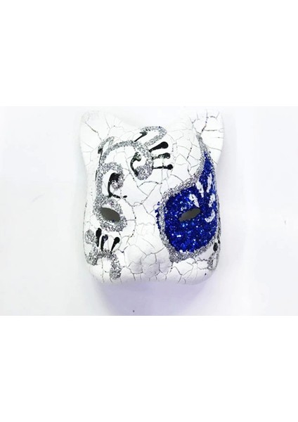 Mavi Işlemeli Seramik Venedik Kedi Magnet, Şık ve Dekoratif Ev Aksesuarı