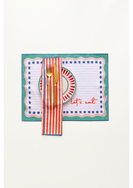 Sloganlı, Marin, Dijital Baskılı, Renkli, Çizgili, Kenar Biyeli Amerikan Servis 35X45 cm (1 Adet) fiyatları