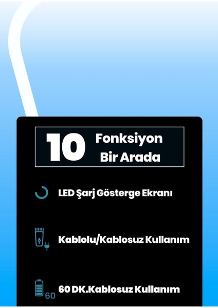 Çok Fonksiyonlu Erkek Bakım Seti Siyah Paslanmaz Çelik Kablosuz 10'lu Paket fiyatları