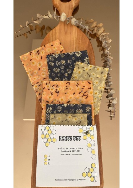Papatya Desenli Tekrar Kullanılabilen Doğal Balmumlu (Balmumu) Gıda Saklama Kumaş Bez 3’lü fiyatları