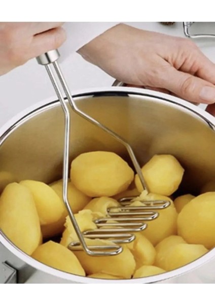 Lüks Paslanmaz3 Parça Patates Ezici + Jülyen Soyacak + Süzgeçli Kevgir Seti modelleri
