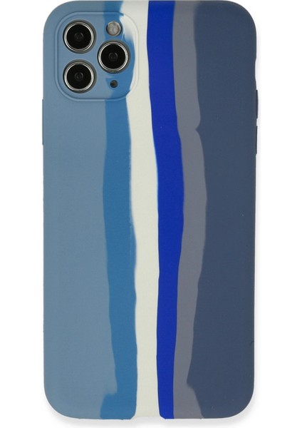 Iphone 11 Pro Kılıf Ebruli Lansman Silikon - Mavi-Gri Arbkd
