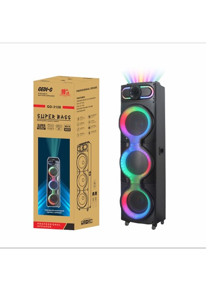 Zore GD-3126 Dijital LED Göstergeli Mikrofonlu Rgb Tws Üçlü 10 Inç Stereo Bass Kablosuz Karaoke Hoparlör modelleri