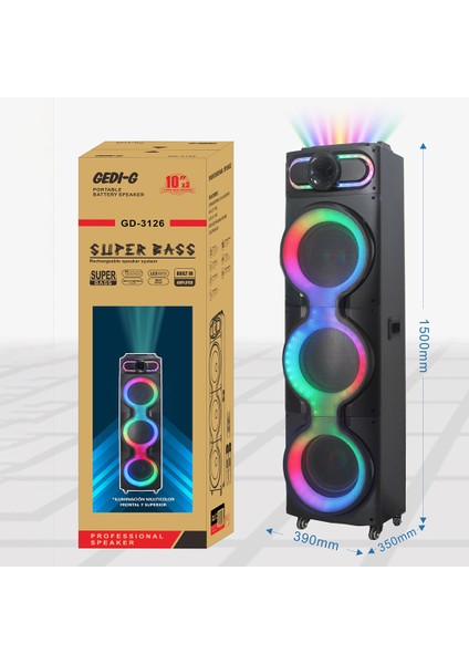 Zore GD-3126 Dijital LED Göstergeli Mikrofonlu Rgb Tws Üçlü 10 Inç Stereo Bass Kablosuz Karaoke Hoparlör fırsatları
