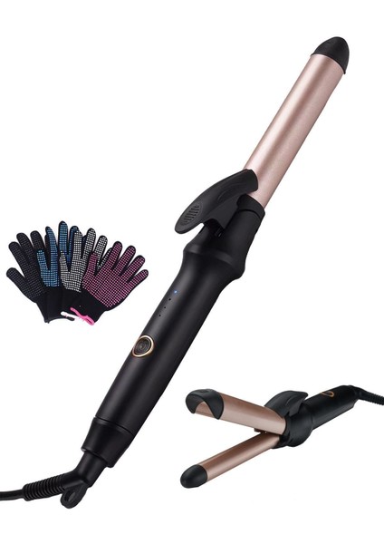 2in1 Wag ve 25MM Klasik Maşa Seti, Hediye Isı Koruma Eldiveniyle Siyah Renk