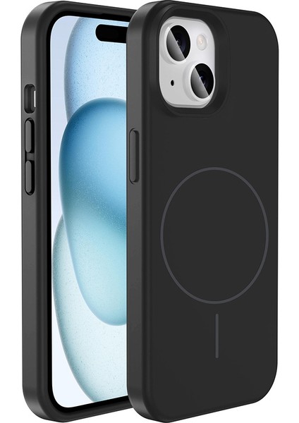 Apple iPhone 13 Uyumlu Kılıf M-Safe Şarj Özellikli Sıvı Teknolojili Silinebilir Sert Zore Kivi Kapak