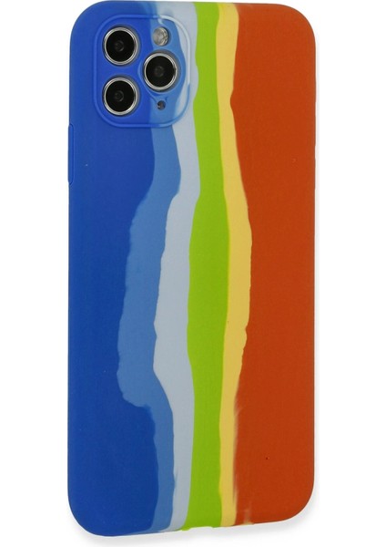 Iphone 11 Pro Kılıf Ebruli Lansman Silikon - Mavi-Turuncu Arbkd modelleri