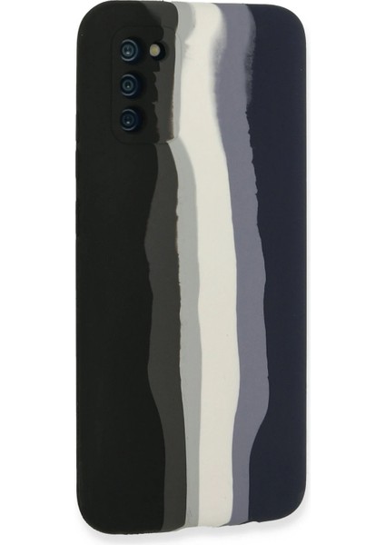 Samsung Galaxy A03S Kılıf Ebruli Lansman Silikon - Siyah-Lacivert Arbkd modelleri