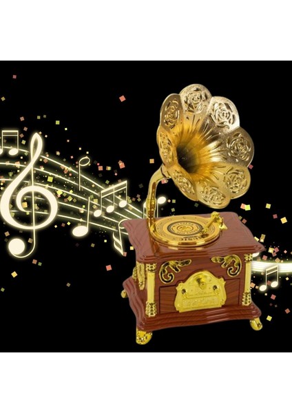 Gramofon Müzik Kutusu Kahverengi 13X26CM modelleri