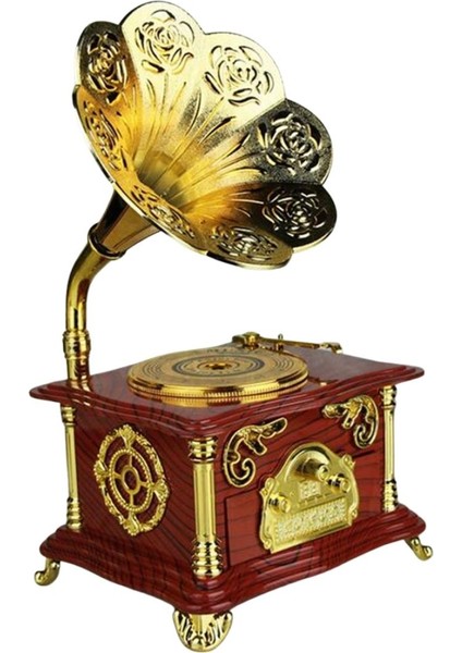 Gramofon Müzik Kutusu Kahverengi 13X26CM fırsatları