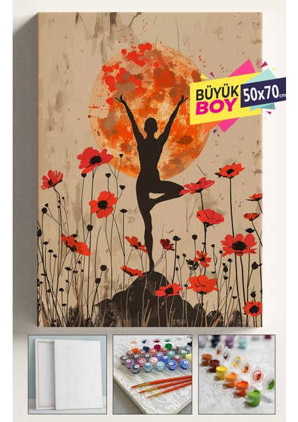 Sayılarla Boyama Seti Numaralı Tuval Fırça Boya Dahil Kasnaklı Set 50X70 cm - Eğzersiz Kadın