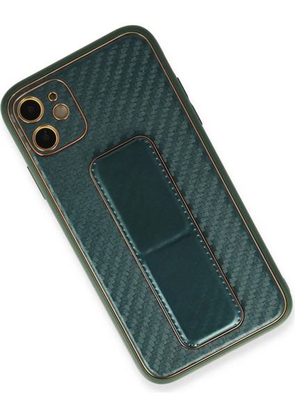 Iphone 12 Kılıf Coco Karbon Standlı Kapak - Yeşil Arbkd modelleri