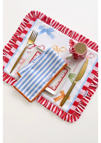 Fırfırlı, Etnik, Fiyonk Desenli, Dijital Baskılı, Renkli, Çizgili, Amerikan Servis 35X45 cm (1 Adet) fiyatları