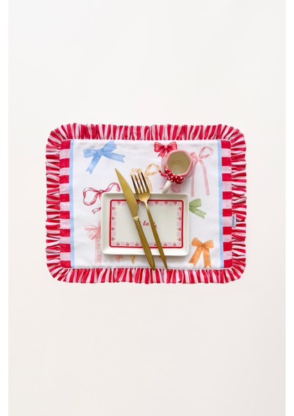 Fırfırlı, Etnik, Fiyonk Desenli, Dijital Baskılı, Renkli, Çizgili, Amerikan Servis 35X45 cm (1 Adet) fırsatları