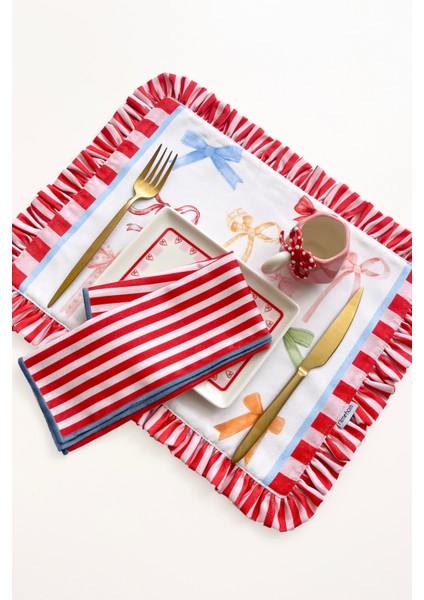 Fırfırlı, Etnik, Fiyonk Desenli, Dijital Baskılı, Renkli, Çizgili, Amerikan Servis 35X45 cm (1 Adet) indirimleri