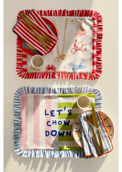 Fırfırlı, Etnik, Fiyonk Desenli, Dijital Baskılı, Renkli, Çizgili, Amerikan Servis 35X45 cm (1 Adet)