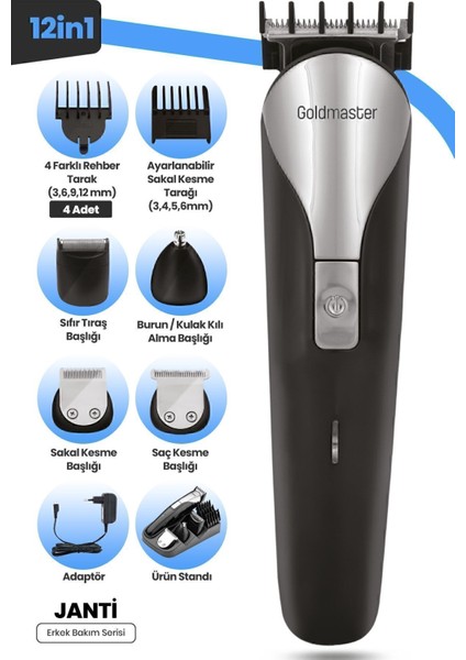 Paslanmaz Çelik 9'lu Erkek Bakım Seti Şık ve Standlı Tasarım