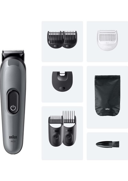 8'li Çok Işlevli Tıraş Seti Keskin Bıçak 14 Uzunluk Gri