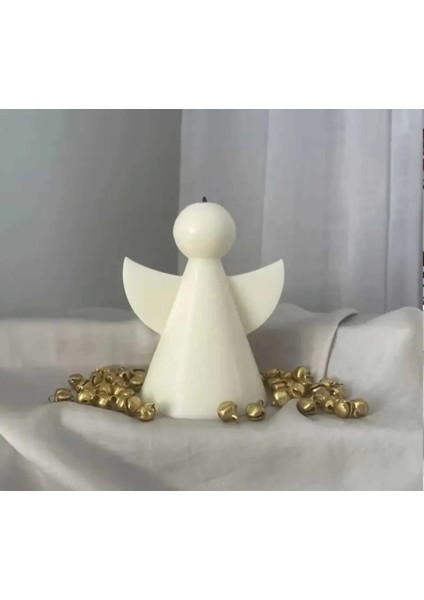 Beyaz Renk Limon Kokulu Melek Mum 8cm x 6cm