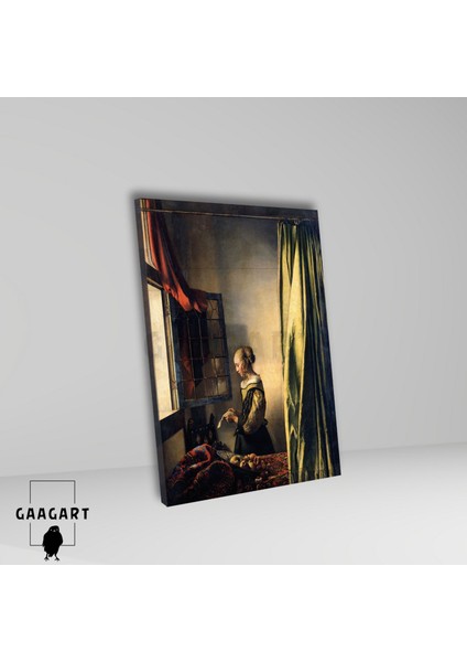 Tekli Dikey Kanvas Tablo Ünlü Eserler Johannes Vermeer Girl Reading fiyatları