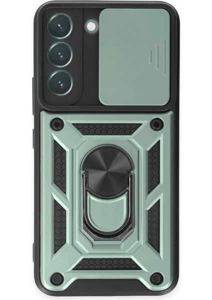 Samsung Galaxy S24 Kılıf Pars Lens Yüzüklü Silikon - Yeşil Arbkd