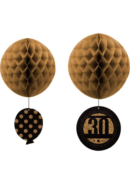 Renkli Petekli Kağıt Süsleri 30 Yaş 2'li Altın ve Gümüş Renkli Set