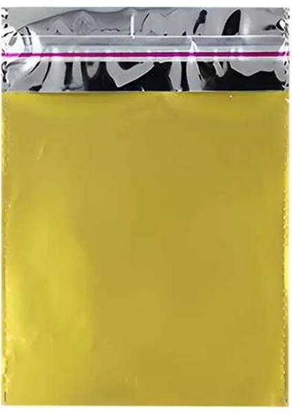 11X12 cm Altın Renk Bantlı Lüks Metalize Hediyelik Poşet (50 Adet) modelleri