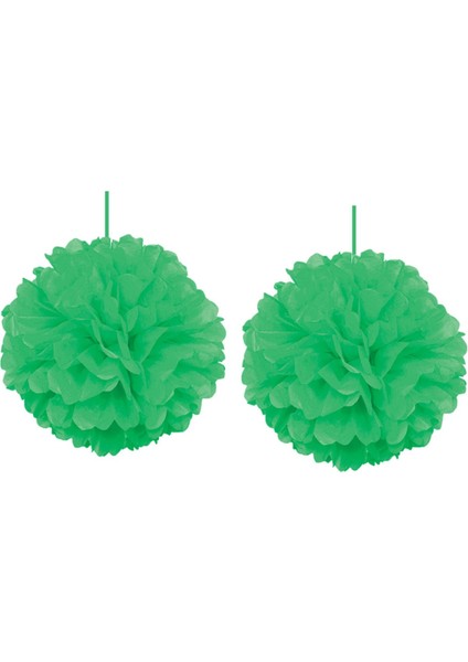 Yeşil Ponpon Süs 30CM, 2'li, Renkli, Eğlenceli ve Şık Dekorasyon Parçası